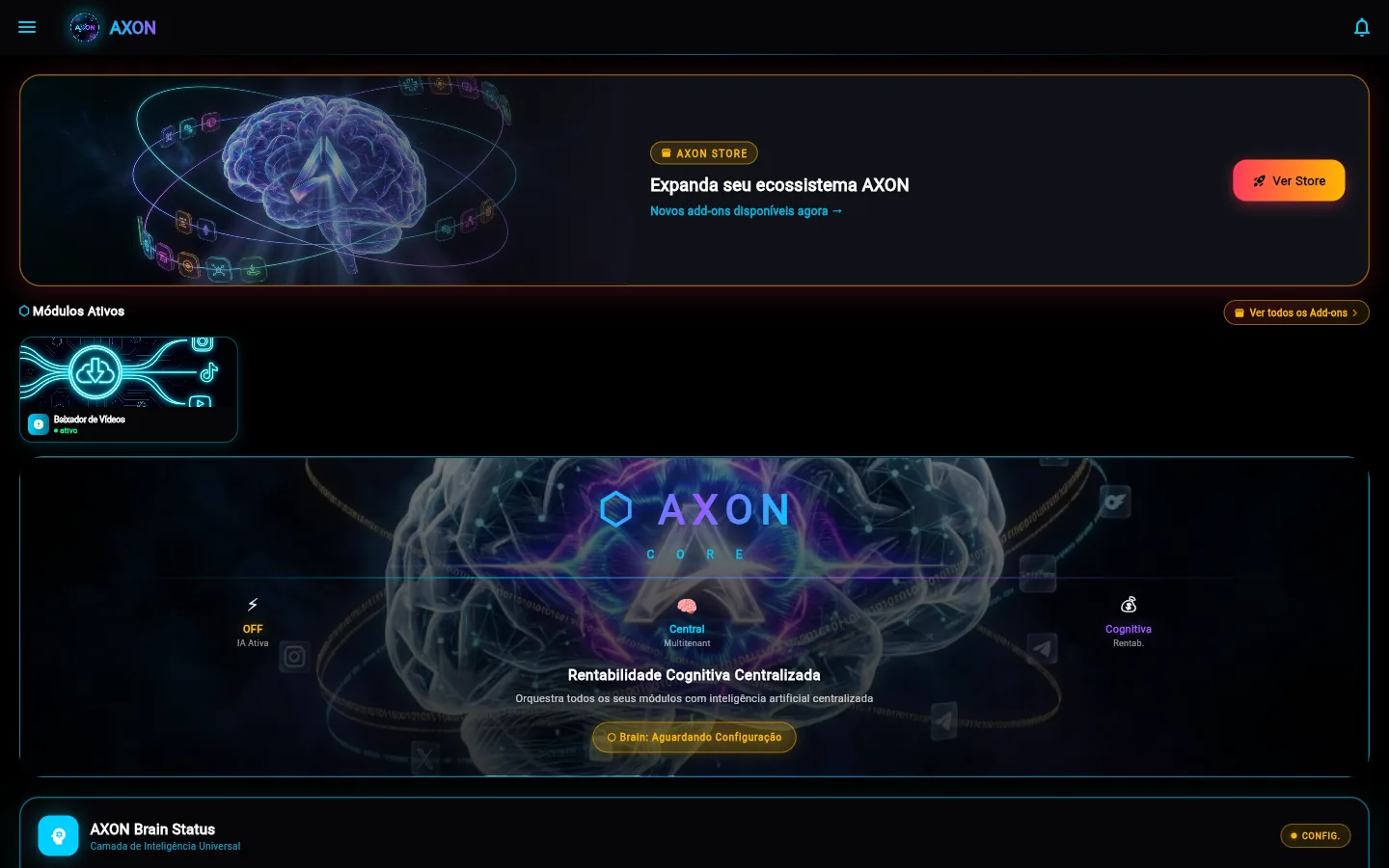 AXON Core — tela real do sistema (dashboard)